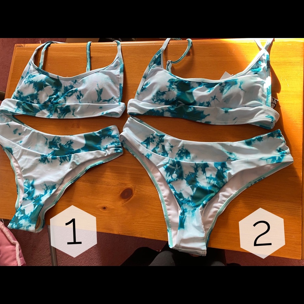 Last One! New! Blue Tie Dye High-Waisted Bikini - Picture 5 of 6